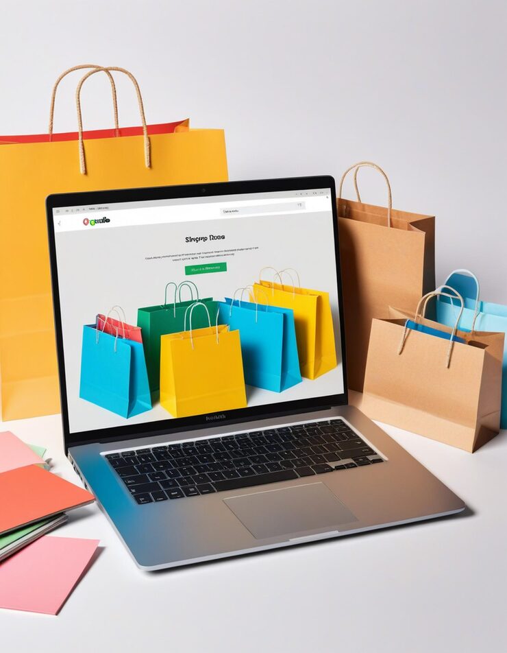 Laptop shopping bags online shopping concept 1121250 185308