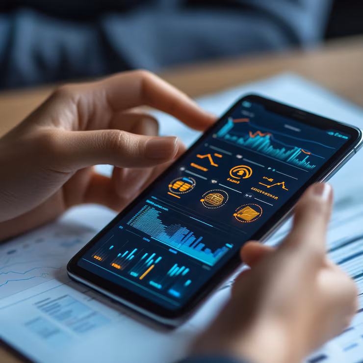Person analyzing mobile app usage data user engagement trends 1327465 10931