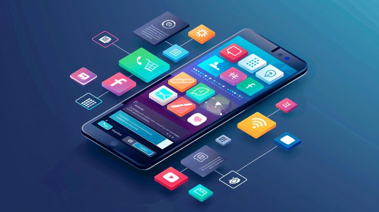 Smart phone with many apps screen 999671 64158